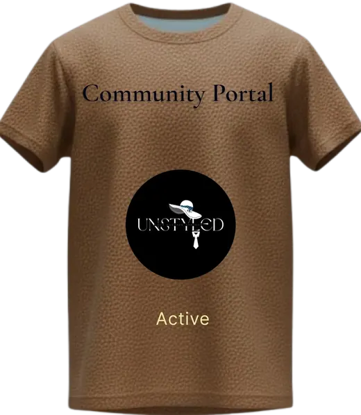 The Community Portal garment, printed with the product name and its Active status.