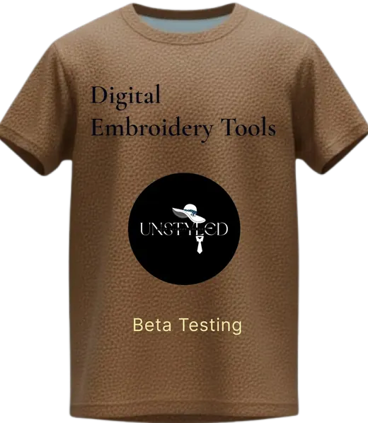 The Digital Embroidery Tools garment, printed with the product name and its Beta Testing status.